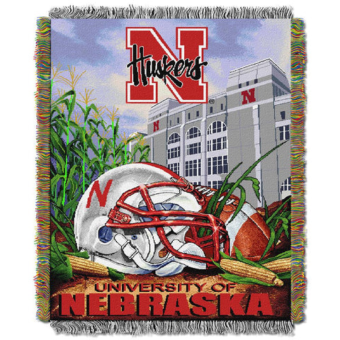 Nebraska Cornhuskers Ncaa Woven Tapestry Throw (home Field Advantage) (48"x60")