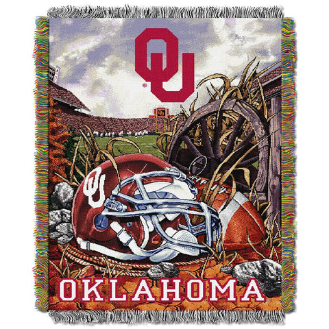 Oklahoma Sooners Ncaa Woven Tapestry Throw (home Field Advantage) (48"x60")