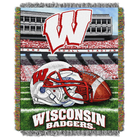 Wisconsin Badgers Ncaa Woven Tapestry Throw (home Field Advantage) (48"x60")