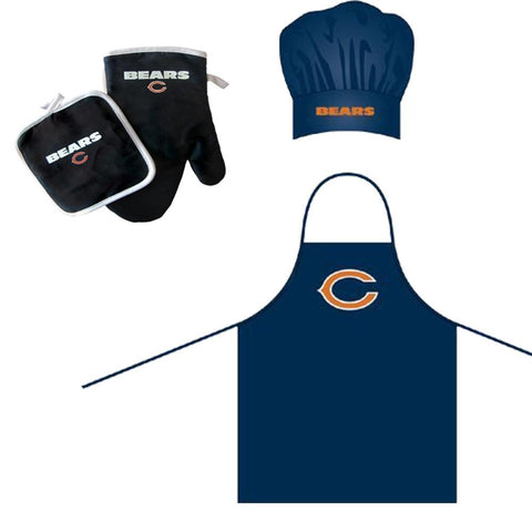 "Chicago Bears NFL Barbeque Apron, Chef's Hat and Pot Holder Deluxe Set"