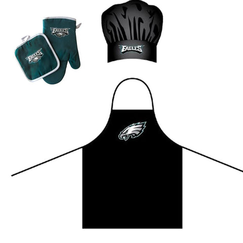 "Philadelphia Eagles NFL Barbeque Apron, Chef's Hat and Pot Holder Deluxe Set"