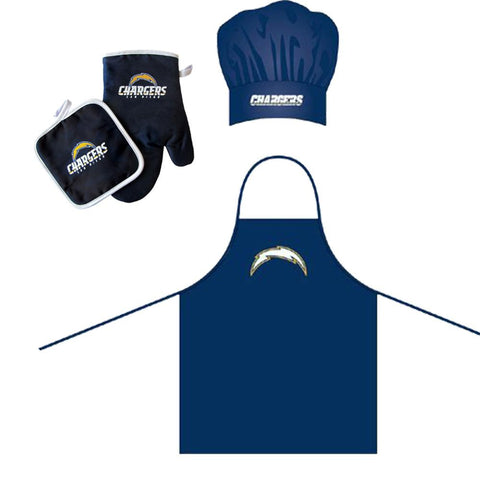 "San Diego Chargers NFL Barbeque Apron, Chef's Hat and Pot Holder Deluxe Set"