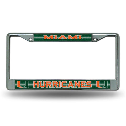 Miami Hurricanes Ncaa Bling Glitter Chrome License Plate Frame