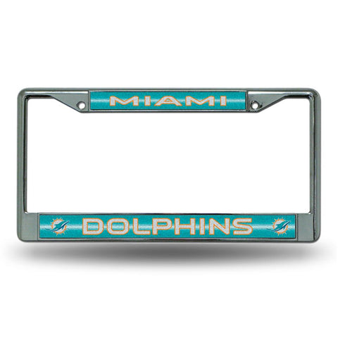 Miami Dolphins NFL Bling Glitter Chrome License Plate Frame