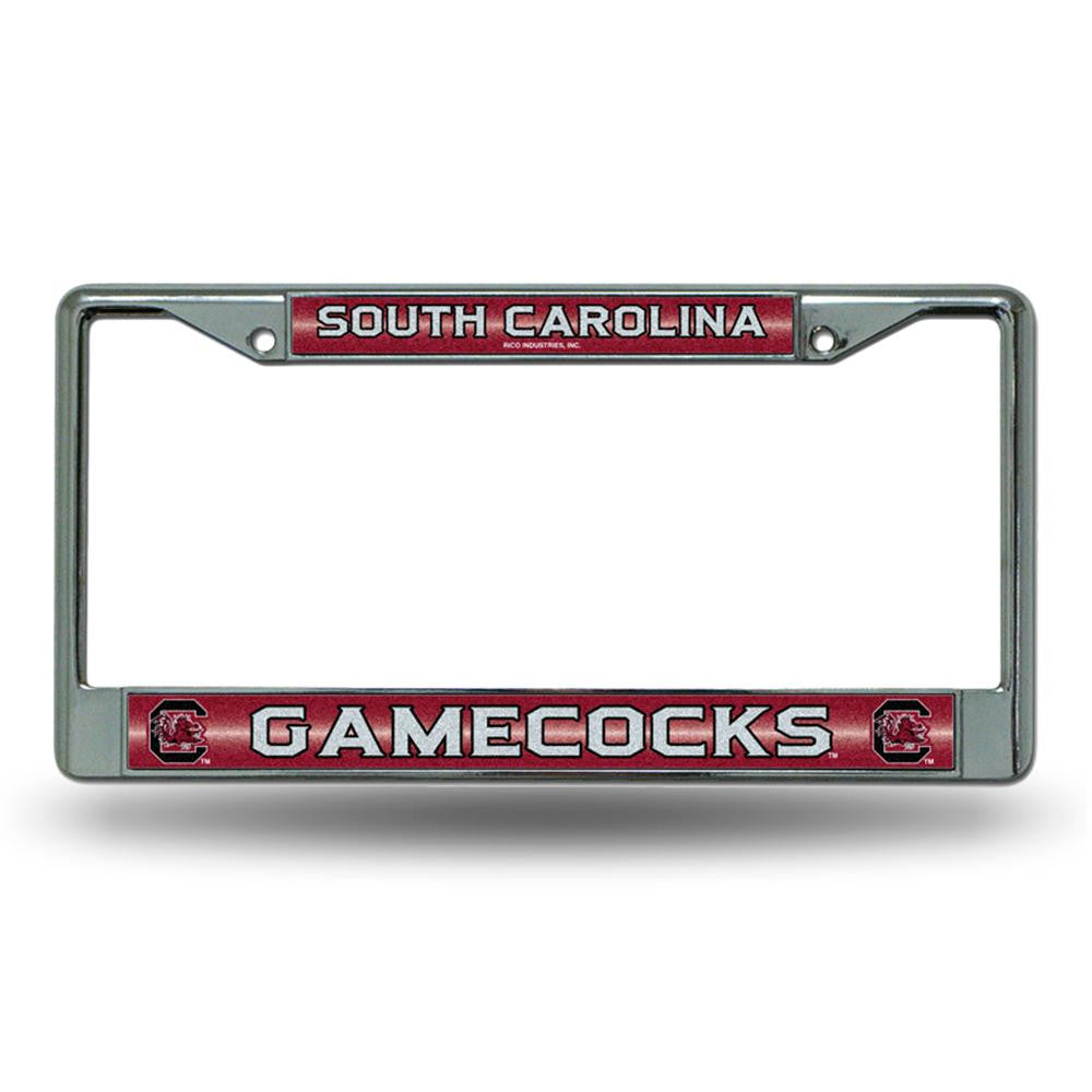 South Carolina Gamecocks Ncaa Bling Glitter Chrome License Plate Frame