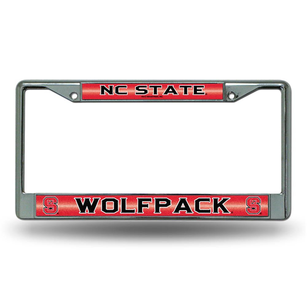 North Carolina State Wolfpack Ncaa Bling Glitter Chrome License Plate Frame