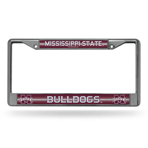 Mississippi State Bulldogs Ncaa Bling Glitter Chrome License Plate Frame