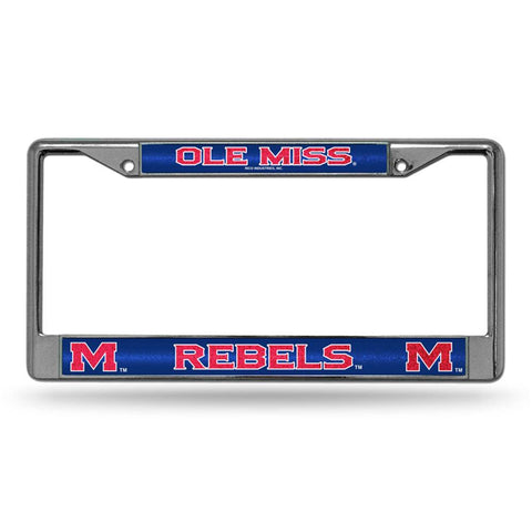 Mississippi Rebels Ncaa Bling Glitter Chrome License Plate Frame