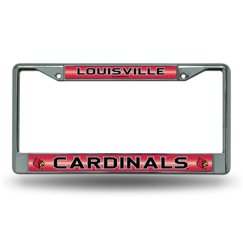 Louisville Cardinals Ncaa Bling Glitter Chrome License Plate Frame