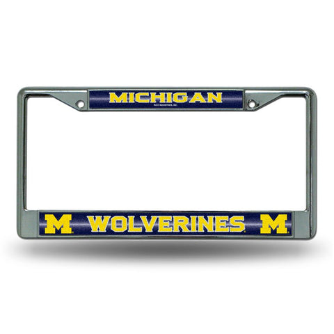 Michigan Wolverines Ncaa Bling Glitter Chrome License Plate Frame