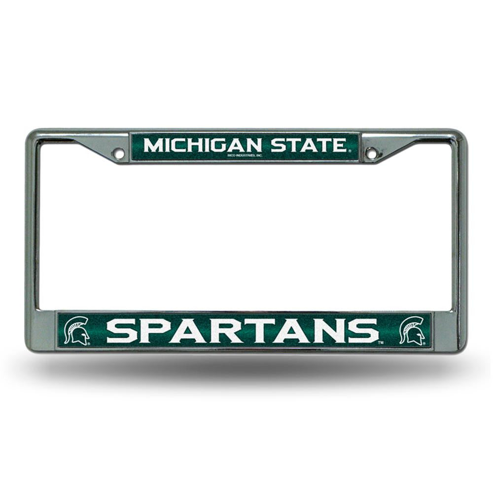 Michigan State Spartans Ncaa Bling Glitter Chrome License Plate Frame