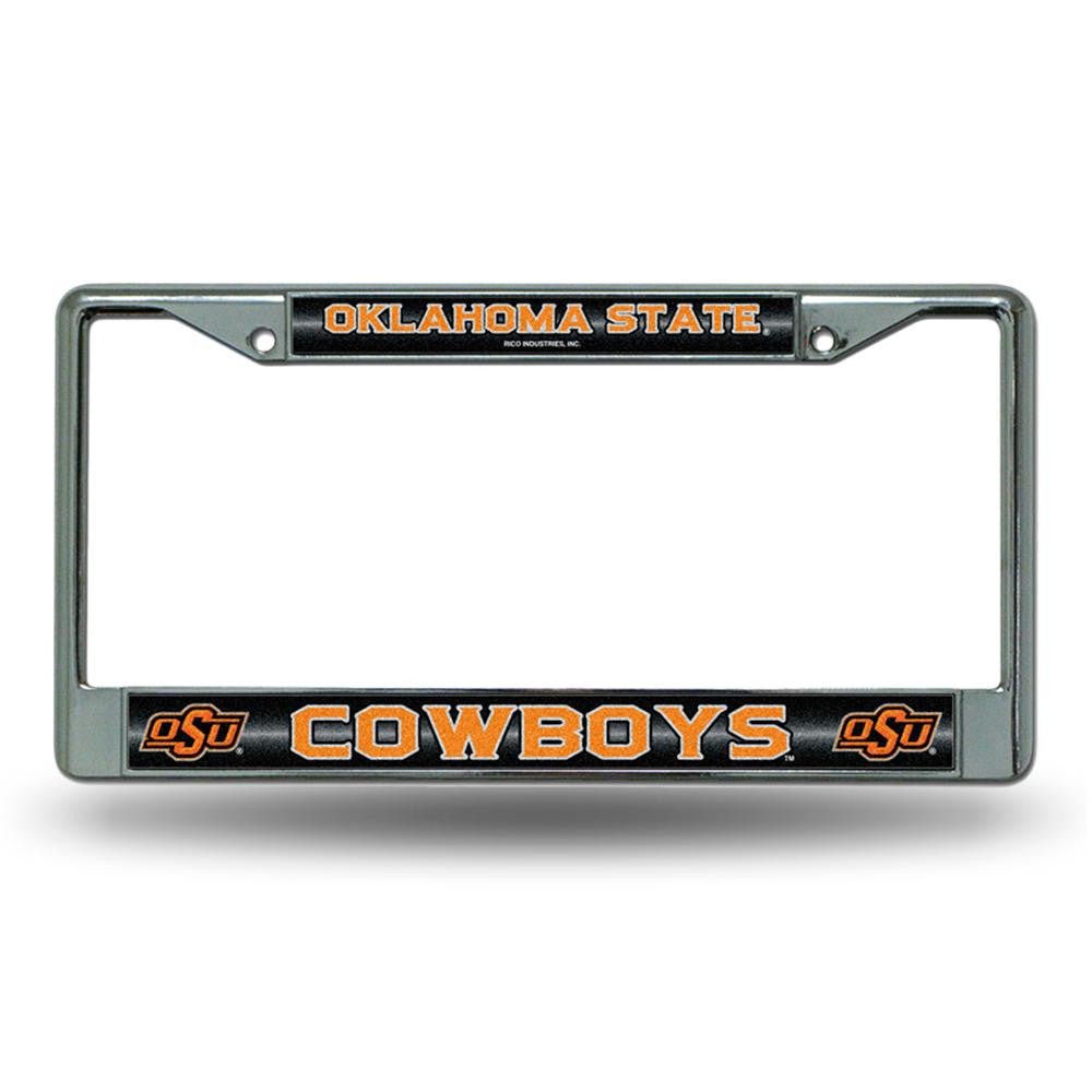 Oklahoma State Cowboys Ncaa Bling Glitter Chrome License Plate Frame