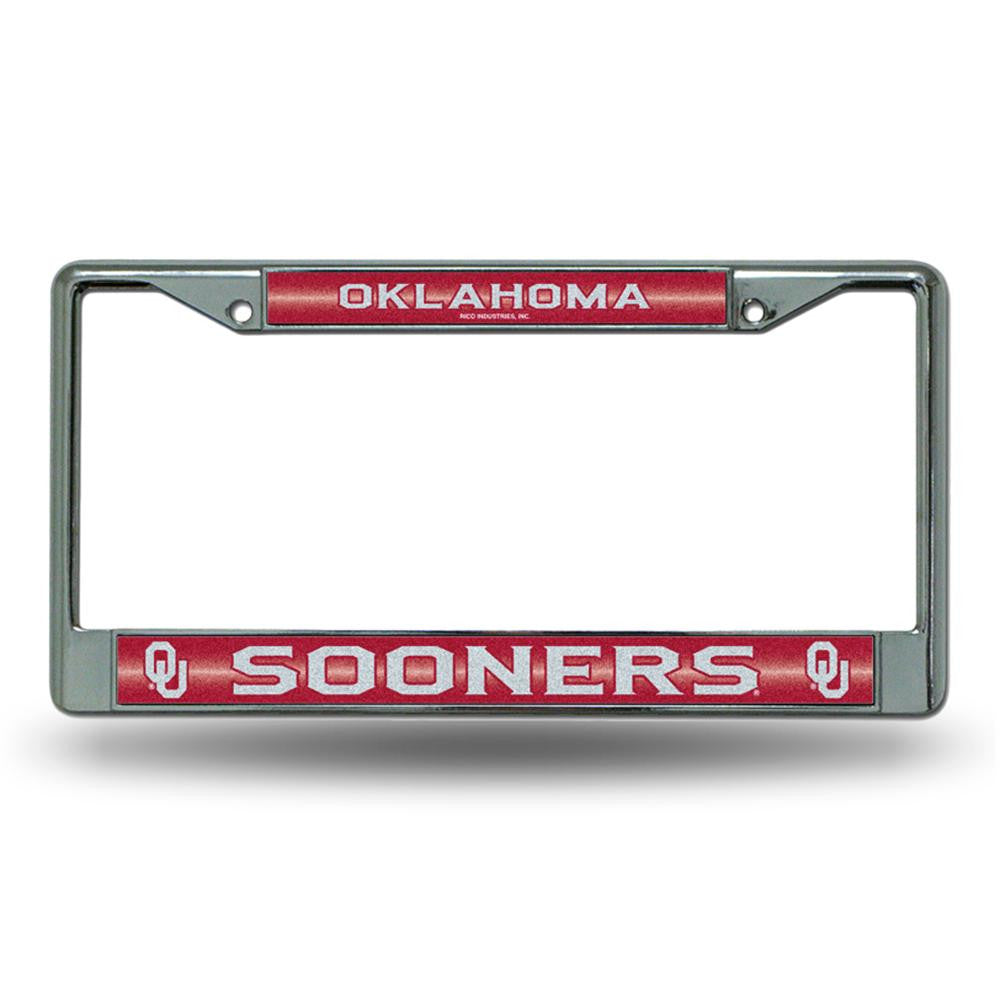 Oklahoma Sooners Ncaa Bling Glitter Chrome License Plate Frame