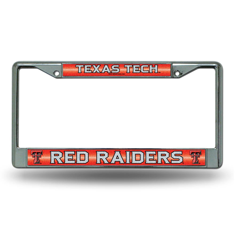 Texas Tech Red Raiders Ncaa Bling Glitter Chrome License Plate Frame