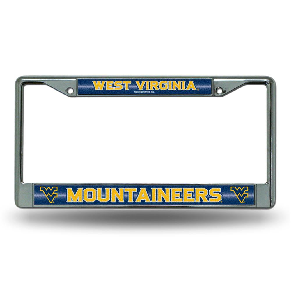 West Virginia Mountaineers Ncaa Bling Glitter Chrome License Plate Frame