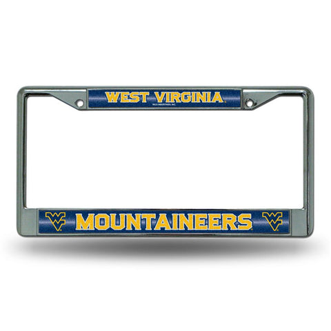 West Virginia Mountaineers Ncaa Bling Glitter Chrome License Plate Frame