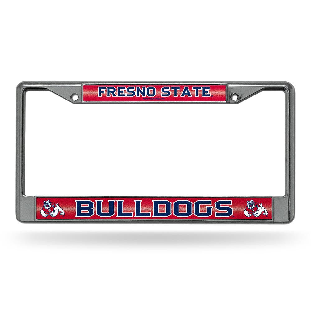 Fresno State Bulldogs Ncaa Bling Glitter Chrome License Plate Frame