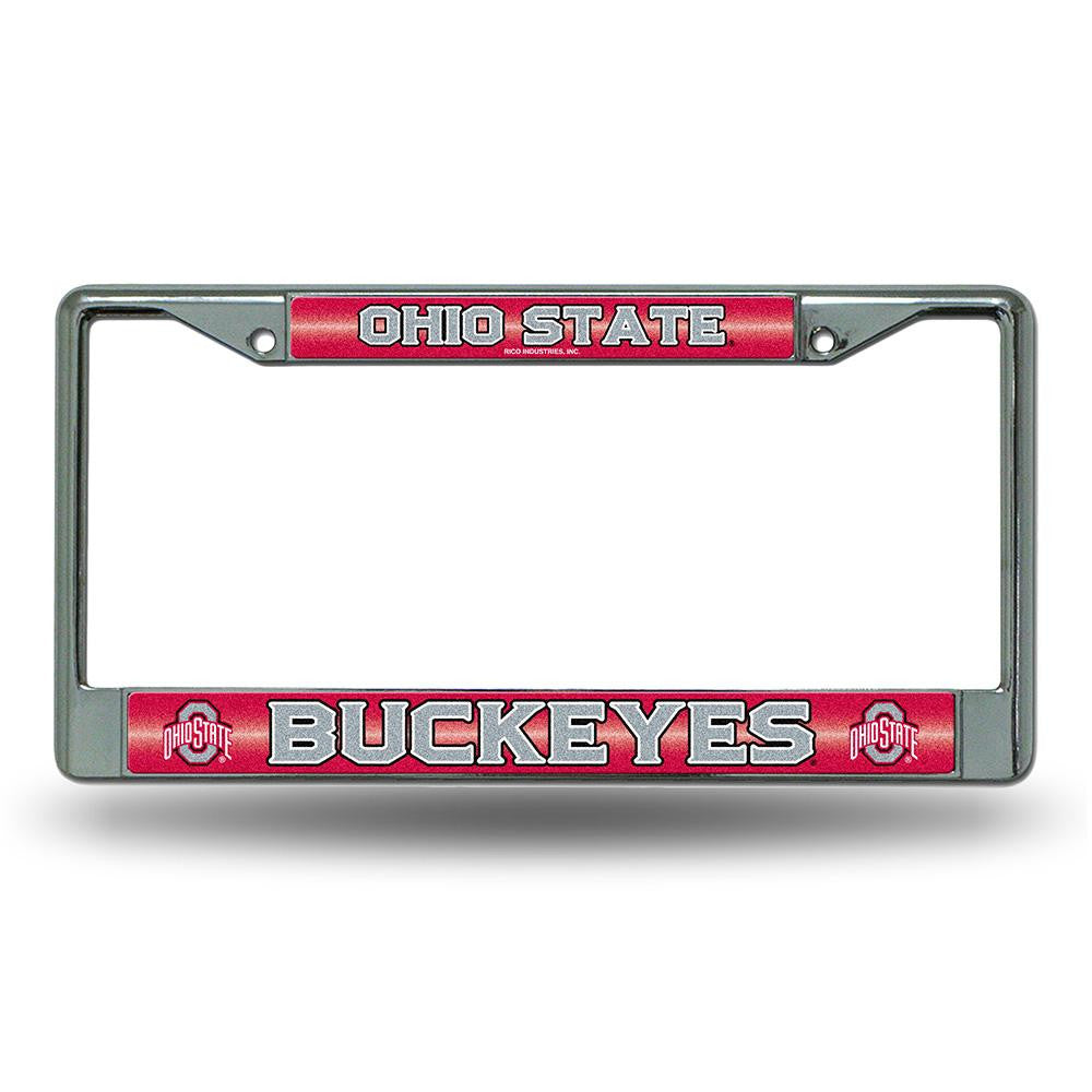 Ohio State Buckeyes Ncaa Bling Glitter Chrome License Plate Frame