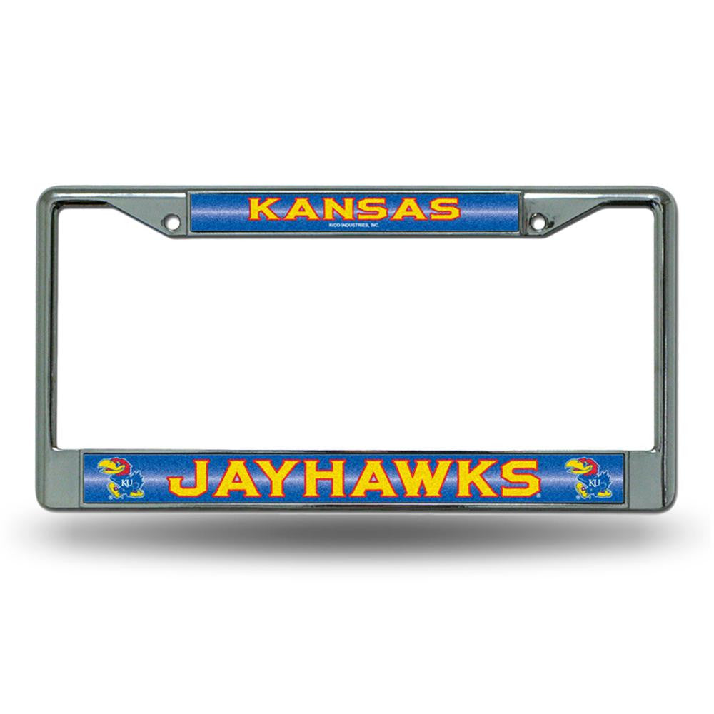 Kansas Jayhawks Ncaa Bling Glitter Chrome License Plate Frame