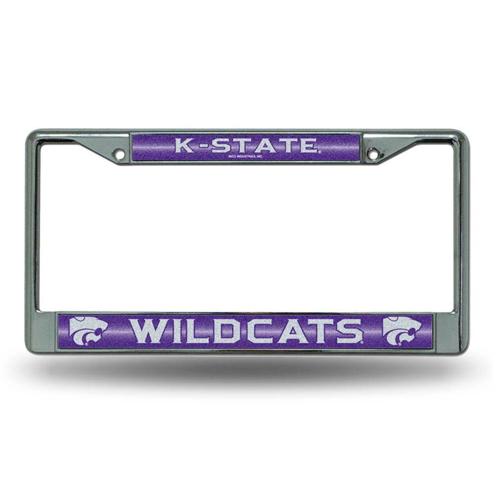 Kansas State Wildcats Ncaa Bling Glitter Chrome License Plate Frame