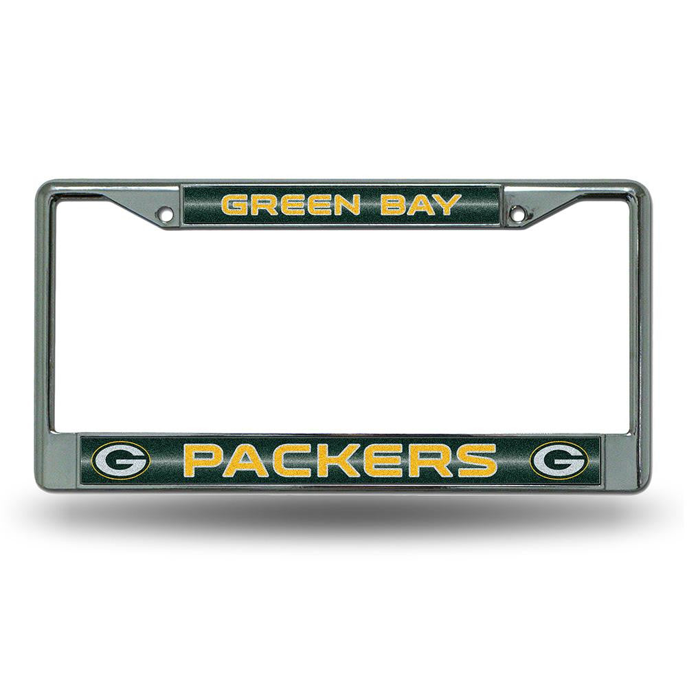 Green Bay Packers NFL Bling Glitter Chrome License Plate Frame