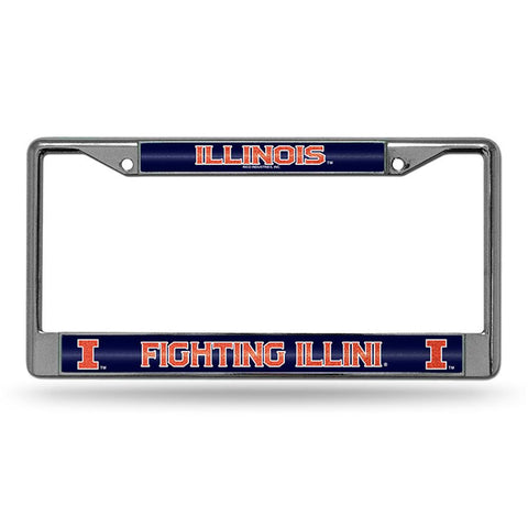 Illinois Fighting Illini Ncaa Bling Glitter Chrome License Plate Frame