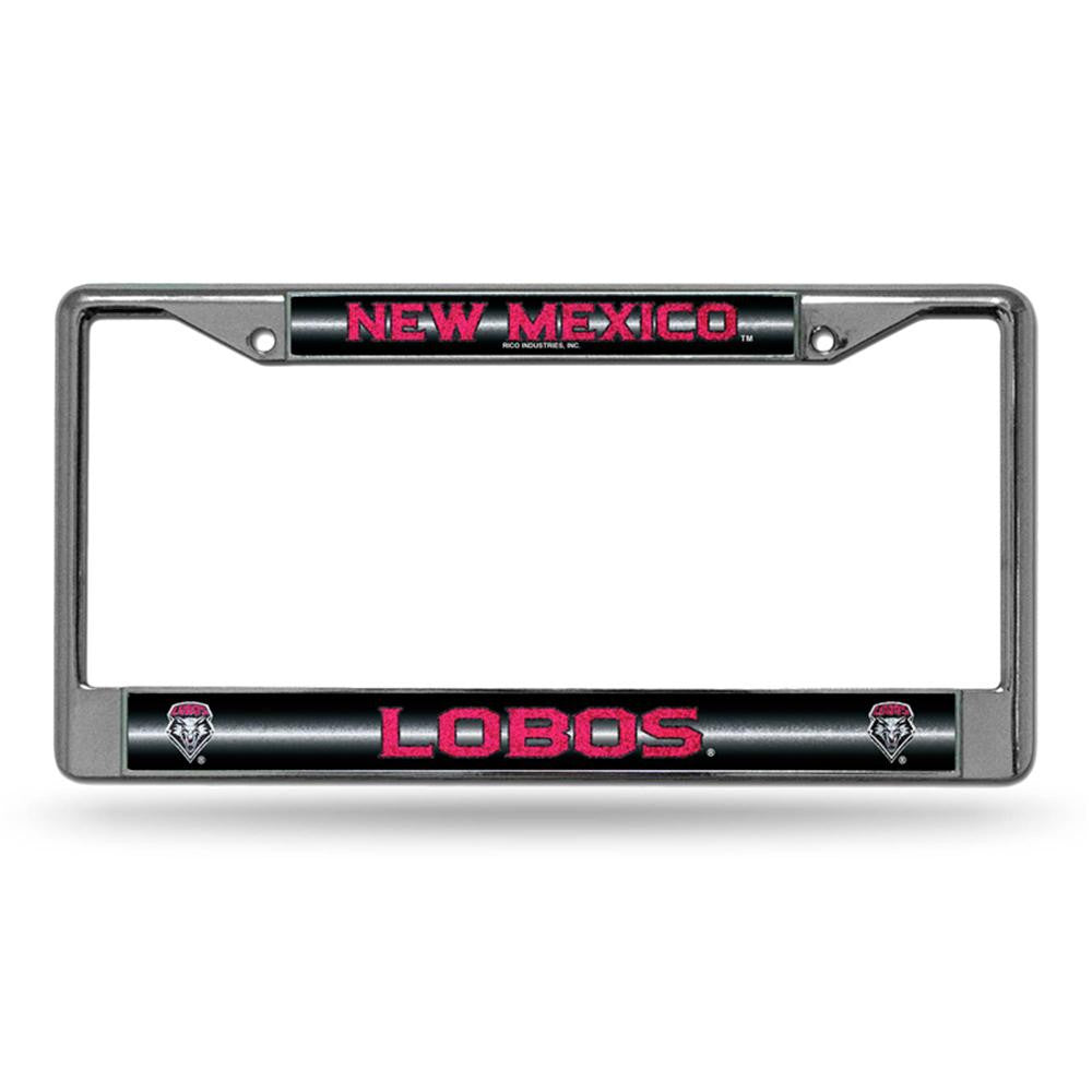 New Mexico Lobos Ncaa Bling Glitter Chrome License Plate Frame