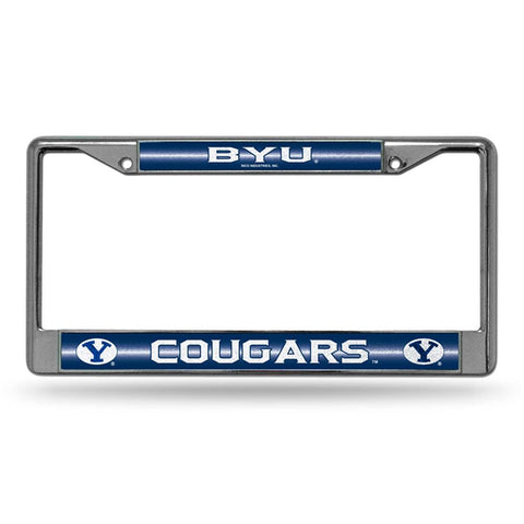 Brigham Young Cougars Ncaa Bling Glitter Chrome License Plate Frame