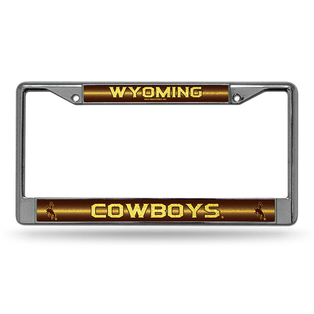 Wyoming Cowboys Ncaa Bling Glitter Chrome License Plate Frame