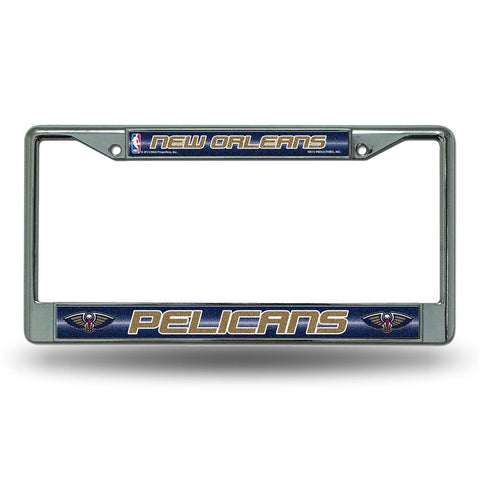 New Orleans Pelicans NBA Bling Glitter Chrome License Plate Frame