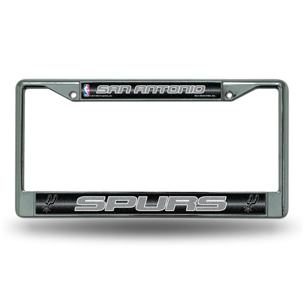 San Antonio Spurs NBA Bling Glitter Chrome License Plate Frame