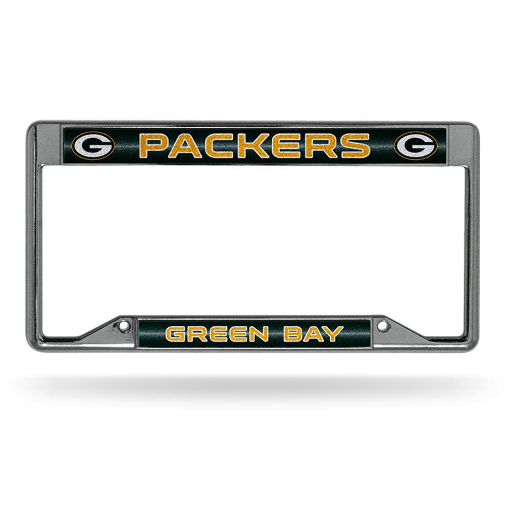 Green Bay Packers Nfl Bling Glitter Chrome License Plate Frame