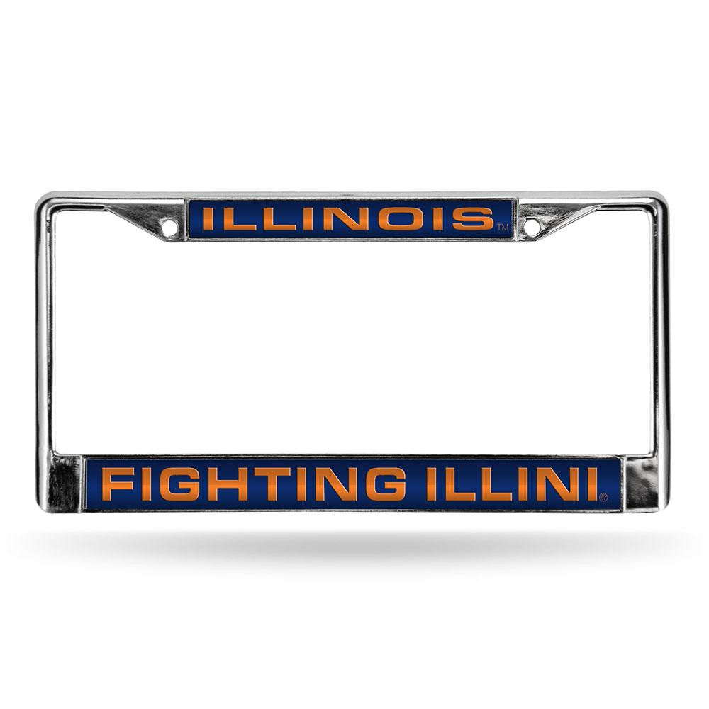 Illinois Fighting Illini Ncaa Chrome Laser Cut License Plate Frame