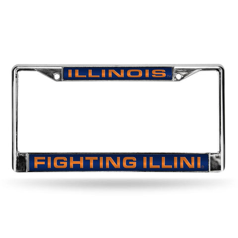 Illinois Fighting Illini Ncaa Chrome Laser Cut License Plate Frame