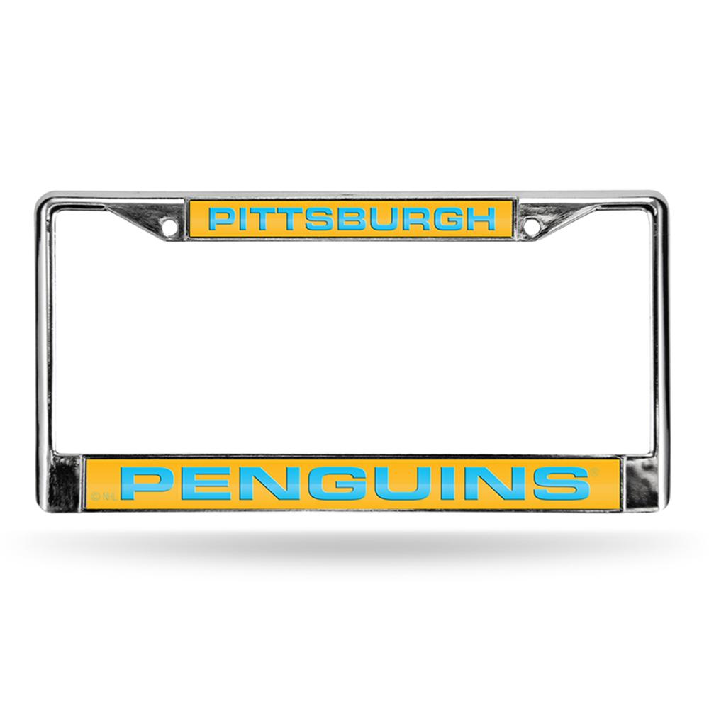 Pittsburgh Penguins Nhl Chrome Laser Cut License Plate Frame