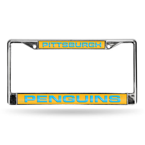 Pittsburgh Penguins Nhl Chrome Laser Cut License Plate Frame