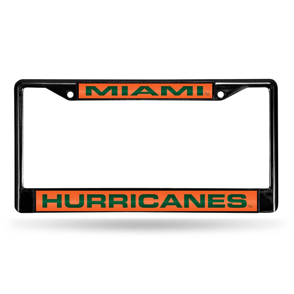 Miami Hurricanes Ncaa Laser Cut Black License Plate Frame