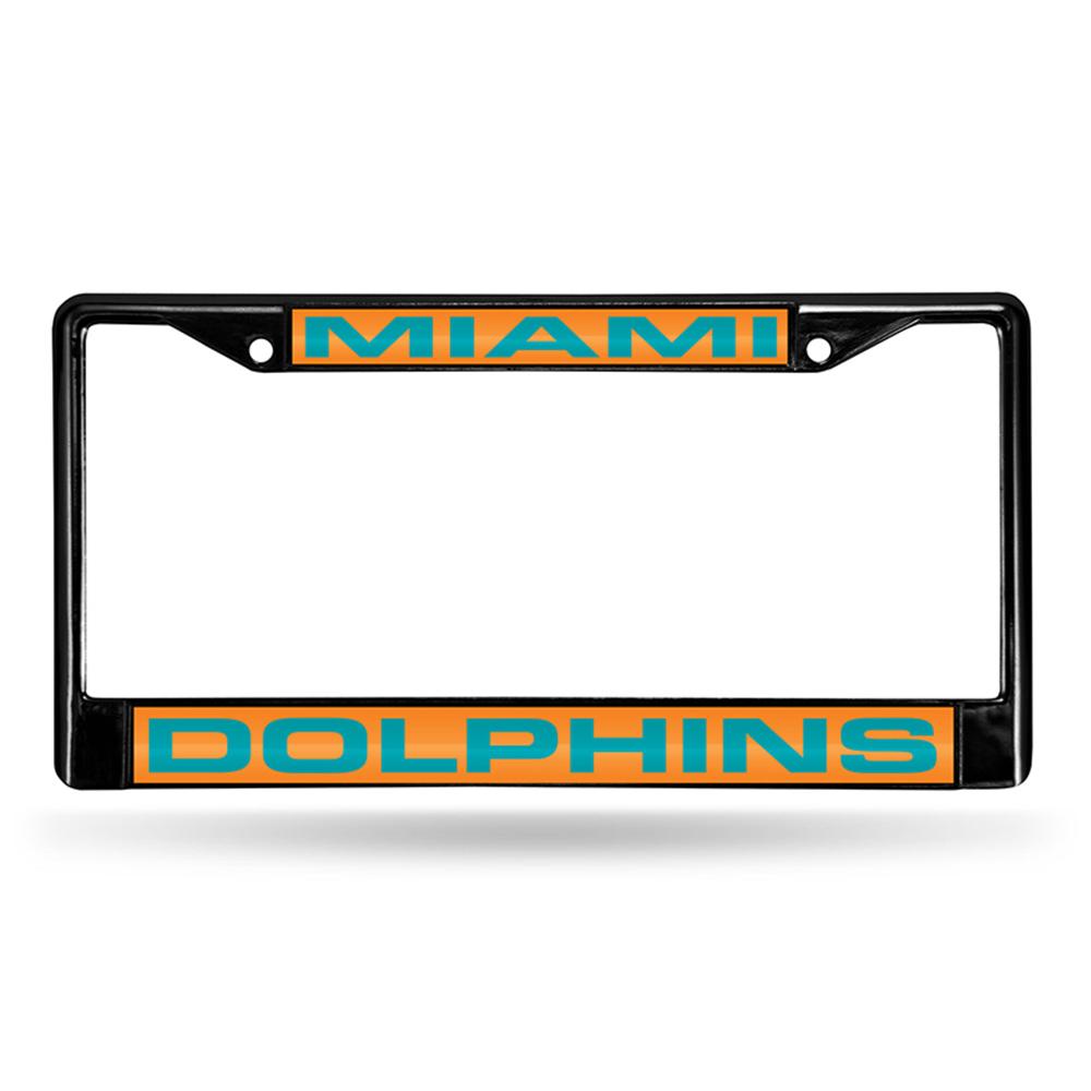 Miami Dolphins Nfl Laser Cut Black License Plate Frame