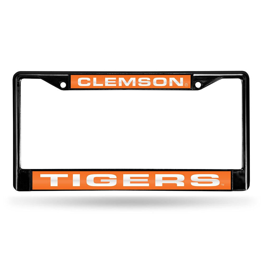 Clemson Tigers Ncaa Black Chrome Laser Cut License Plate Frame