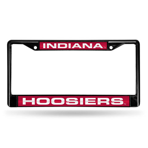 Indiana Hoosiers Ncaa Black Chrome Laser Cut License Plate Frame
