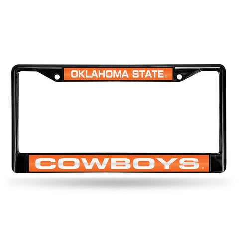 Oklahoma State Cowboys Ncaa Black Chrome Laser Cut License Plate Frame