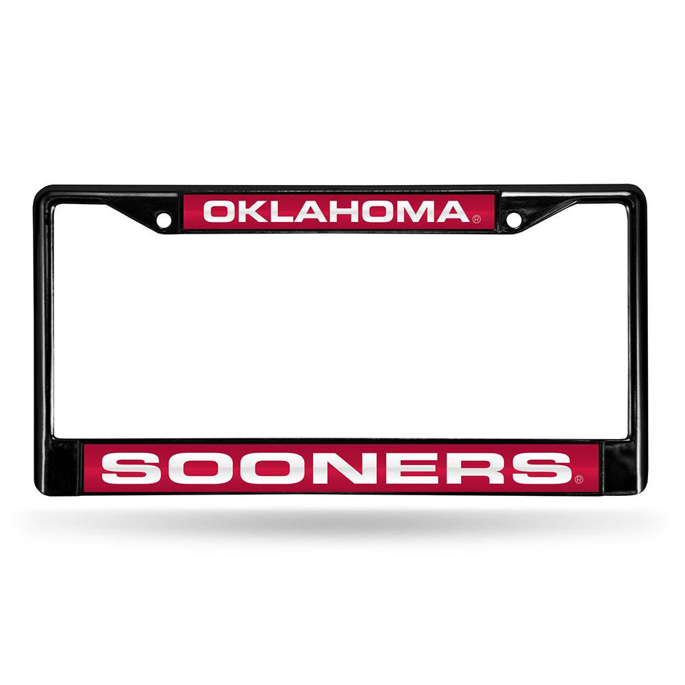 Oklahoma Sooners Ncaa Black Chrome Laser Cut License Plate Frame