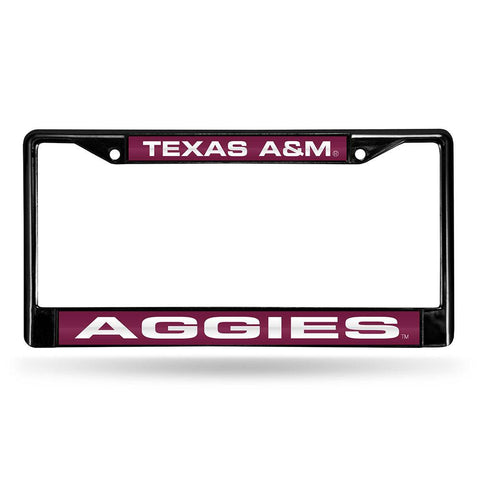 Texas A&m Aggies Ncaa Black Chrome Laser Cut License Plate Frame