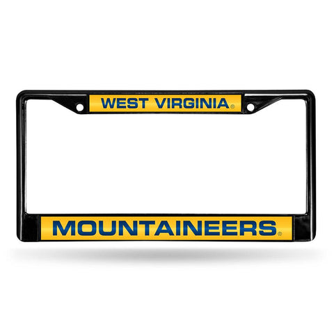 West Virginia Mountaineers Ncaa Black Chrome Laser Cut License Plate Frame