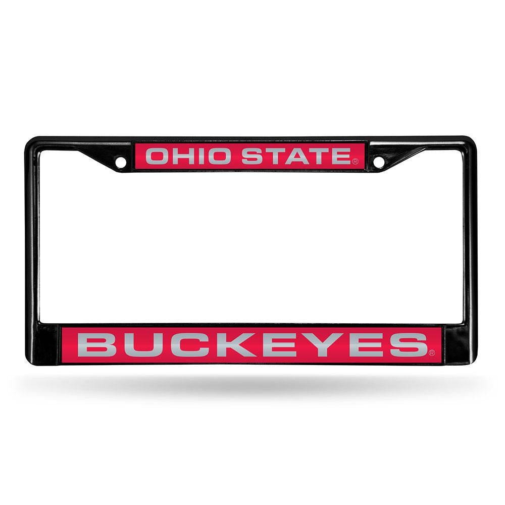 Ohio State Buckeyes Ncaa Black Chrome Laser Cut License Plate Frame