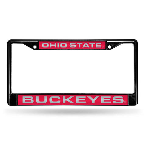 Ohio State Buckeyes Ncaa Black Chrome Laser Cut License Plate Frame