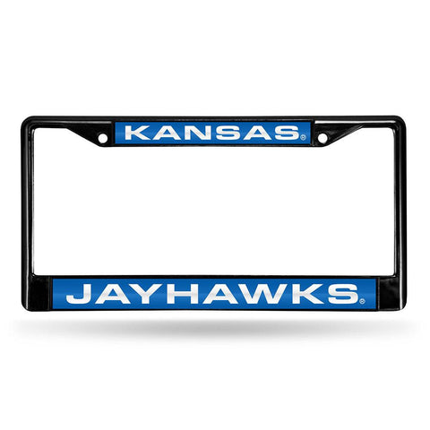 Kansas Jayhawks Ncaa Black Chrome Laser Cut License Plate Frame