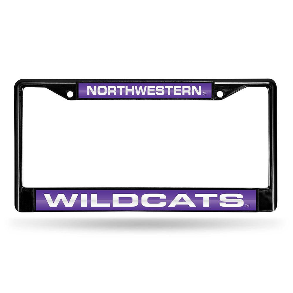 Northwestern Wildcats Ncaa Black Chrome Laser Cut License Plate Frame