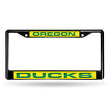 Oregon Ducks Ncaa Black Chrome Laser Cut License Plate Frame