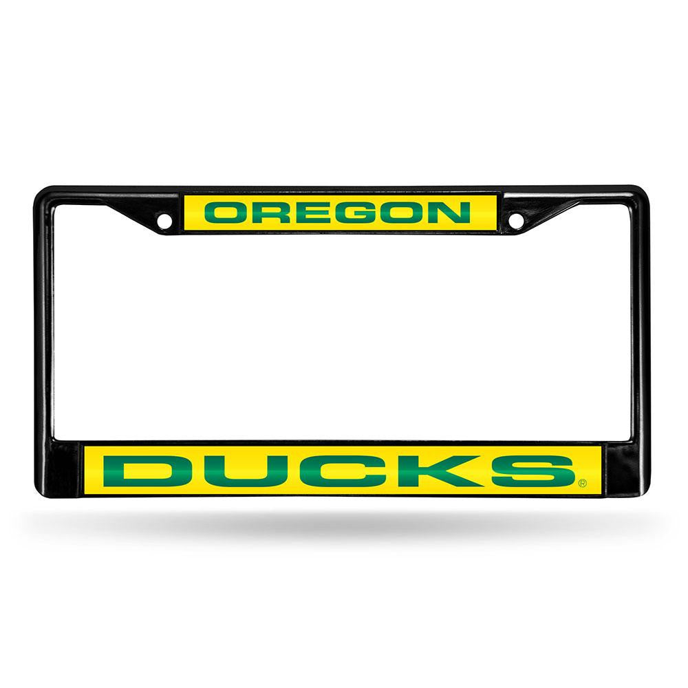 Oregon Ducks Ncaa Black Chrome Laser Cut License Plate Frame